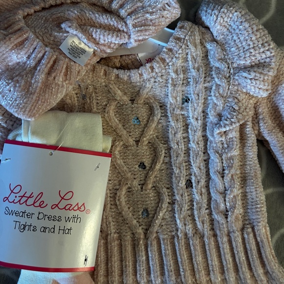 Little Lass Cream Knit Dress Set with Accessories - Picture 6 of 8